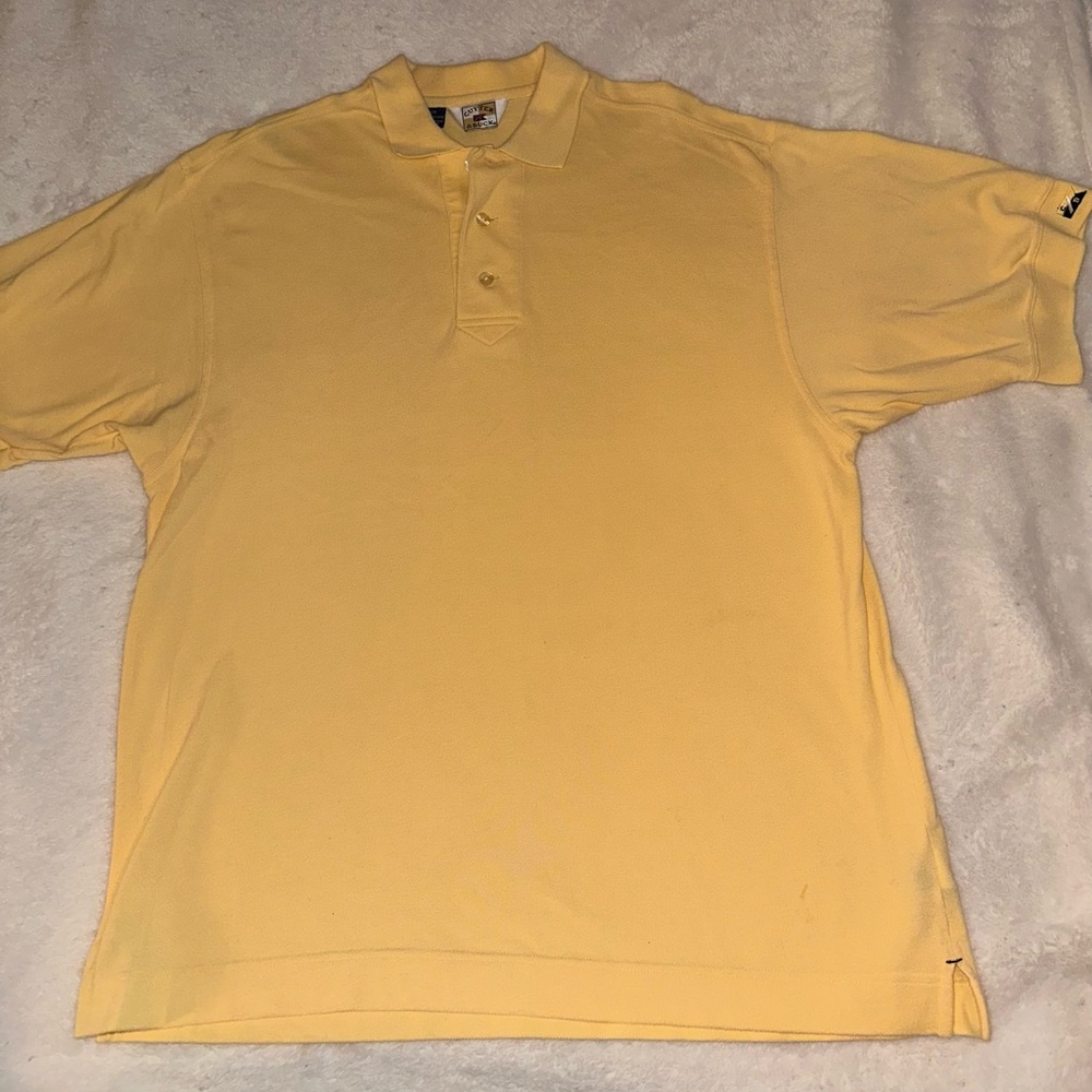 Cutter & Buck Solid Yellow Short Sleeve Polo Shirt Mens Size M Cotton